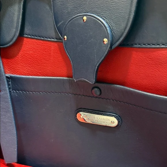 Ralph Lauren Navy Blue Leather Tote - Picture 5 of 6